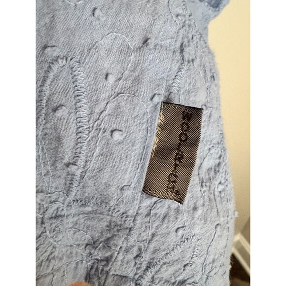Vintage Woolrich Women’s Baby Blue Textured Floral Cotton Shirt XL - Picture 6 of 7